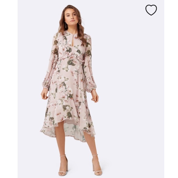 Ever New May Trim Insert Floral Print High Low Midi Dress Pink Wildflower NWT 4 - Picture 8 of 10